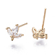 Серьги-гвоздики из латуни с микрокубическим цирконием KK-N231-03-NF-1