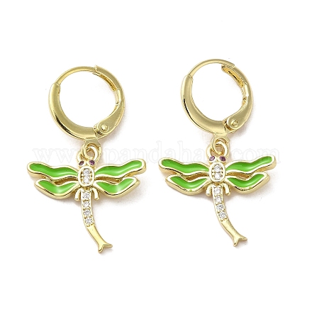Серьги-подвески из латуни со стрекозой EJEW-L268-011G-03-1