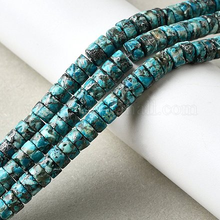 Синтетические серебряные нити бирюзовых бусин G-L617-F03-3x6mm-1