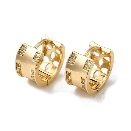Серьги-кольца из латуни с микропаве из кубического циркония EJEW-L271-20KCG-05-1
