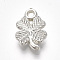 CCB Plastic Pendants, Clover, Platinum, 15x10x3mm, Hole: 1.6mm