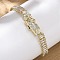 Brass Micro Pave Clear Cubic Zirconia Rectangle Link Chain Bracelets for Women, Saint Jude San Juda, Golden, 7-1/4 inch(18.3cm)