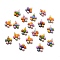Opaque Resin Pendants, 5-Petal Flower Charm, with Platinum Tone Iron Loops, Mixed Color, 24.5x21.5x7.5mm, Hole: 1.8mm