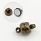 Brass Magnetic Clasps with Loops, Oval, Antique Bronze, 11x7mm, Hole: 1.5mm