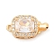 Brass Micro Pave Cubic Zirconia Box Clasps, with Glass, Nickel Free, Rectangle, Real 18K Gold Plated, Clear, 18x9x8mm, Hole: 1.2mm