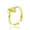 Simple Stainless Steel Adjustable Cuff Rings for Women, Fashionable Personalized Hand Jewelry, Real 18K Gold Plated, Africa Map, show in picture