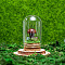 Glass Dome Cover with Natural Mahogany Obsidian Mushroom Inside, Cloche Bell Jar Terrarium with Cork Base, Micro Landscape Garden Decoration Accessories, 30x55mm