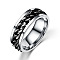 201 Stainless Steel Curb Chains Rotating Finger Ring, Fidget Spinner Ring for Calming Worry Meditation, Black, US Size 8 1/2(18.5mm)