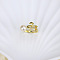 Natural Freshwater Pearl with Clear Cubic Zirconia Cuff Rings, Golden, Swan, Inner Diameter: 15~19mm
