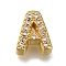 Rack Plating Brass Micro Pave Clear Cubic Zirconia Beads, Long-Lasting Plated, Cadmium Free & Lead Free, Real 18K Gold Plated, Letter A, 8.5x6.5x3mm, Hole: 0.8mm