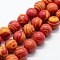 Synthetic Malachite Beads Strands, Dyed, Round, Orange Red, 6mm, Hole: 0.5mm, about 63pcs/strand,  14.96 inch(38cm)