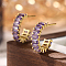 Golden Sterling Silver Micro Pave Cubic Zirconia Ring Stud Earrings, Half Hoop Earrings, Plum, 13x4mm
