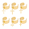 6Pcs 6 Style 304 Stainless Steel Open Cuff Rings Set, with Cross Charms, Golden, Inner Diameter: 17~18mm, 1Pc/style