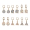 6 Pairs 6 Styles Square & Triangle & Flat Round Alloy Enamel Dangle Leverback Earrings, Golden 304 Stainless Steel Jewelry for Women, Mixed Color, 29~31mm, Pin: 0.8x1mm, 1 Pair/style