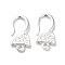 Brass Ear Wire, Earring Hooks, with Loop, Silver, 15.5x8x2mm, Hole: 1.2mm, Pin: 0.82mm