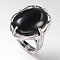 Adjustable Oval Gemstone Wide Band Rings, with Platinum Tone Brass Findings, US Size 7 1/4(17.5mm)