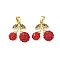 Brass Polymer Clay Pave Rhinestone Pendants, Micro Pave Clear Cubic Zirconia Cherry, Cadmium Free & Lead Free, Real 18K Gold Plated, 16x17x8mm, Hole: 4x2.5mm