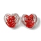 Luminous Handmade Gold Sand Lampwork Beads, Glow in the Dark, Heart, Red, 19x21x12mm, Hole: 1.5mm