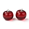 Resin Pendants with Glass Kernel and Stainless Steel Top Ring, Imitation Fruit, 3D Cherry, Dark Red, 17~18x17~17.5mm, Hole: 1.6mm