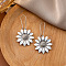 Sunflower Bohemian Style Zinc Alloy Hoop Earrings, with Iron, Antique Silver, 51x28mm