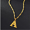 Brass Initial Pendant Necklaces, Golden, Letter A, 17.72 inch(45cm)