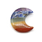 Chakra Style Assembled Natural Amethyst & Lapis Lazuli & Sodalite & Green Aventurine & Tiger Eye & Topaz Jade & Red Jasper Gemstone Display Decorations, Moon Pocket Palm Stones, Worry Stones, for Reiki Meditation Divination Decor, 30~32x26~29mm