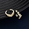 Brass Micro Pave Clear Cubic Zirconia C-Shaped Cuff Earrings, Real 18K Gold Plated, 8x7.5x4.5mm