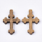 Wooden Pendants, Dyed, Cross, Camel, 33x21.5x4mm, Hole: 1.5mm
