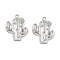 Brass with Cubic Zirconia Pendant, Platinum, Cactus, 19.5x16x4mm, Hole: 1.4mm