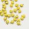 Golden Tone Brass Enamel Charms, Flower with Eye, Yellow, 9x7x5mm, Hole: 1mm
