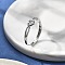 Brass Micro Pave Cubic Zirconia Solitaire Ring, Adjustable Finger Rings for Women, Heart, Platinum, 5.5mm, Inner Diameter: 21mm