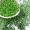 Transparent Colours Glass Seed Beads, Round, Lime Green, 8x7.5mm, Hole: 1.6mm, about 681pcs/pound