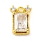 Brass Pave Clear Cubic Zirconia Charms, Real 18K Gold Plated, Rectangle, 10x7x2mm, Hole: 1mm