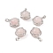 Natural Rose Quartz Round Pendants, Stainless Steel Star of David Charms, Stainless Steel Color, 20x15.5x10.5mm, Hole: 3x5mm