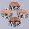 Resin & Walnut Wood Pendants, Two Tone, Flat Round with Leaf, Black, 35x2~3mm, Hole: 2mm