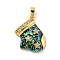 Christmas Brass Micro Pave Cubic Zirconia Pendants, Cadmium Free & Lead Free, with Synthetic Opal, Christmas Stocking, Prussian Blue, 20x17.5x6mm, Hole: 5x3mm