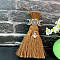 Wood Wicca Broom Car Hanging Decoration, with Alloy Decoration and Teardrop Glass Charm, Moon, 140x90mm