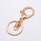 Alloy Keychain Clasp Findings, with Iron Rings, Light Gold, 68mm