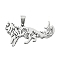 Non-Tarnish 201 Stainless Steel Pendants, Laser Cut, Wolf Charm, Stainless Steel Color, 24.5x45.5x1.5mm, Hole: 8x4mm