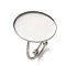Adjustable 304 Stainless Steel Cuff Ring Components, Oval, Stainless Steel Color, Tray: 18x13mm, 1mm, Inner Diameter: 18mm
