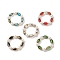 Glass Edge Plated Oval & Imitation Pearl Beaded Stretch Rings, 304 Stainless Steel Bead Jewelry for Women, Mixed Color, Inner Diameter: US Size 14(23mm)