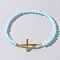 Boho Cross with Glass Beaded Stretch Bracelet for Women, Golden