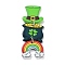 Saint Patrick's Day Theme Acrylic Big Pendants, with Iron Finding, Hat Clover with Rainbow, Colorful, 60x21x2.5mm, Hole: 1.8mm