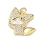 Brass Micro Pave Cubic Zirconia Pendants, Cadmium Free & Lead Free, with Shell, Cat, Real 18K Gold Plated, 18x18x3mm, Hole: 3.4mm