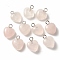 Natural Rose Quartz Charms, with Platinum Brass Peg Bail, Heart, 13.5~14.5x10.5x5mm, Hole: 1.8mm