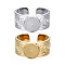 304 Stainless Steel Open Cuff Finger Ring Cabochon Settings, Flat Round, Mixed Color, US Size 7 1/4(17.5mm), Tray: 8mm