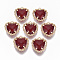 Glass Pendants, with Brass Open Back Settings, Faceted, Heart, Light Gold, FireBrick, 18x16~17x5.5mm, Hole: 1.2mm
