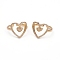 Adjustable Brass Micro Pave Clear Cubic Zirconia Cuff Rings, Open Rings, for Valentine's Day, Long-Lasting Plated, Heart, Golden, US Size 7 1/4(17.5mm)