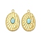 Natural Turquoise Pendants, Faceted Oval Charms, with PVD Vacuum Plating Real 18K Gold Plated 201 Stainless Steel Findings, 23.5x15x3mm, Hole: 1.6mm