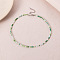 Bohemian Styles Faceted Round Glass Seed Beaded Necklaces for Women, Platinum, Green, 16.06 inch(40.8cm)